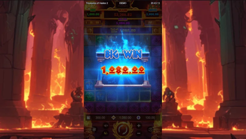 Treasures of Hades 2 — una grande vincita su una griglia espansa 7x7 nella slot di Rectangle Games